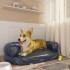 Cama para perros de espuma cuero sintético azul oscuro 75x53