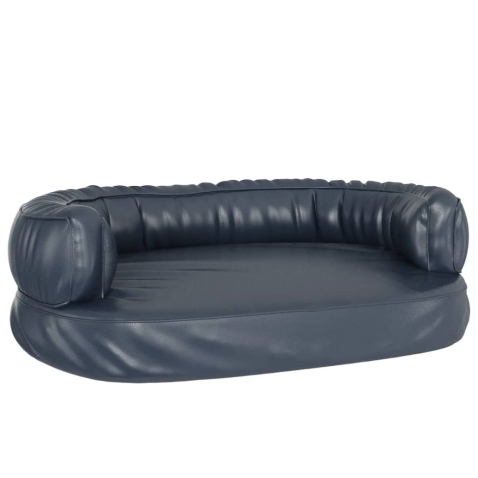 Cama para perros de espuma cuero sintético azul oscuro 75x53