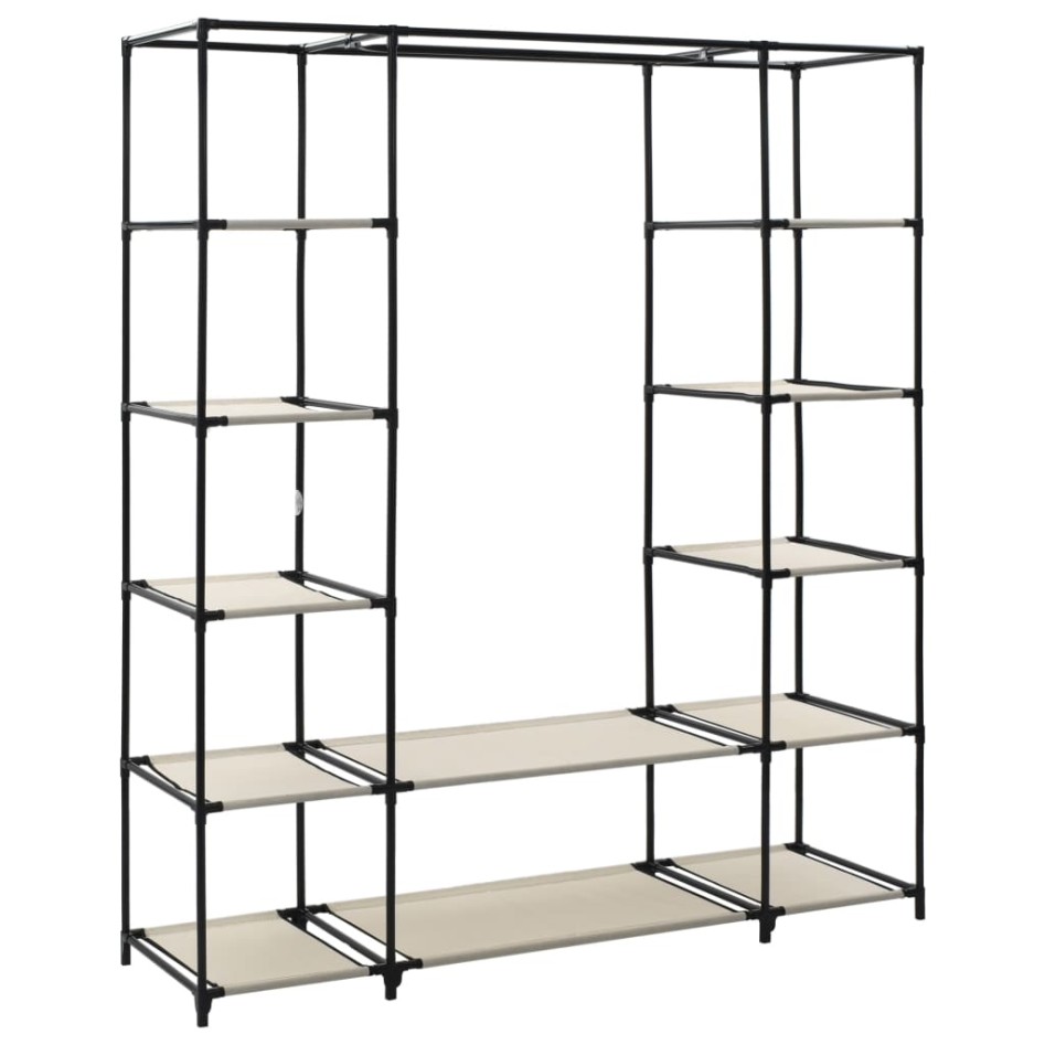 Armario con compartimentos y varillas tela crema 150x45x176