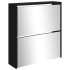 Mueble zapatero con espejo 2 niveles negro 63x17x67