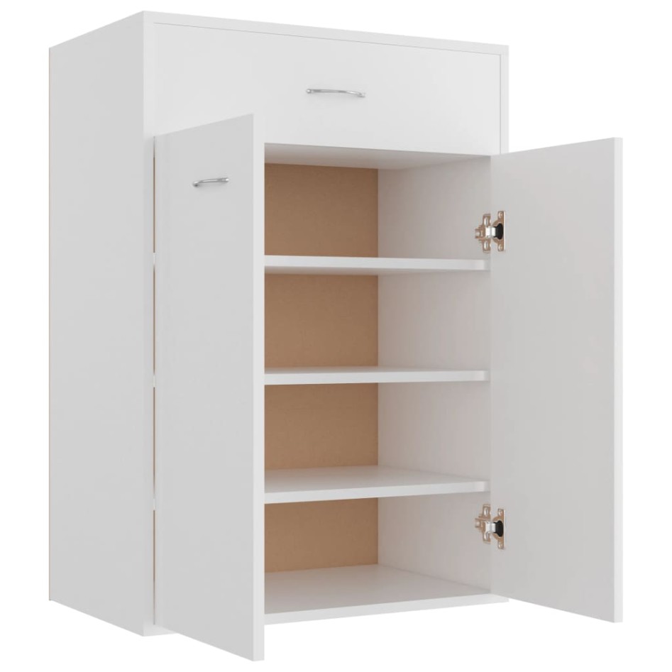 Mueble zapatero de madera contrachapada blanco 60x35x84