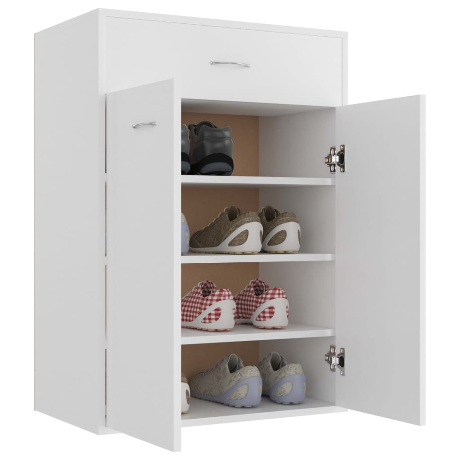 Mueble zapatero de madera contrachapada blanco 60x35x84