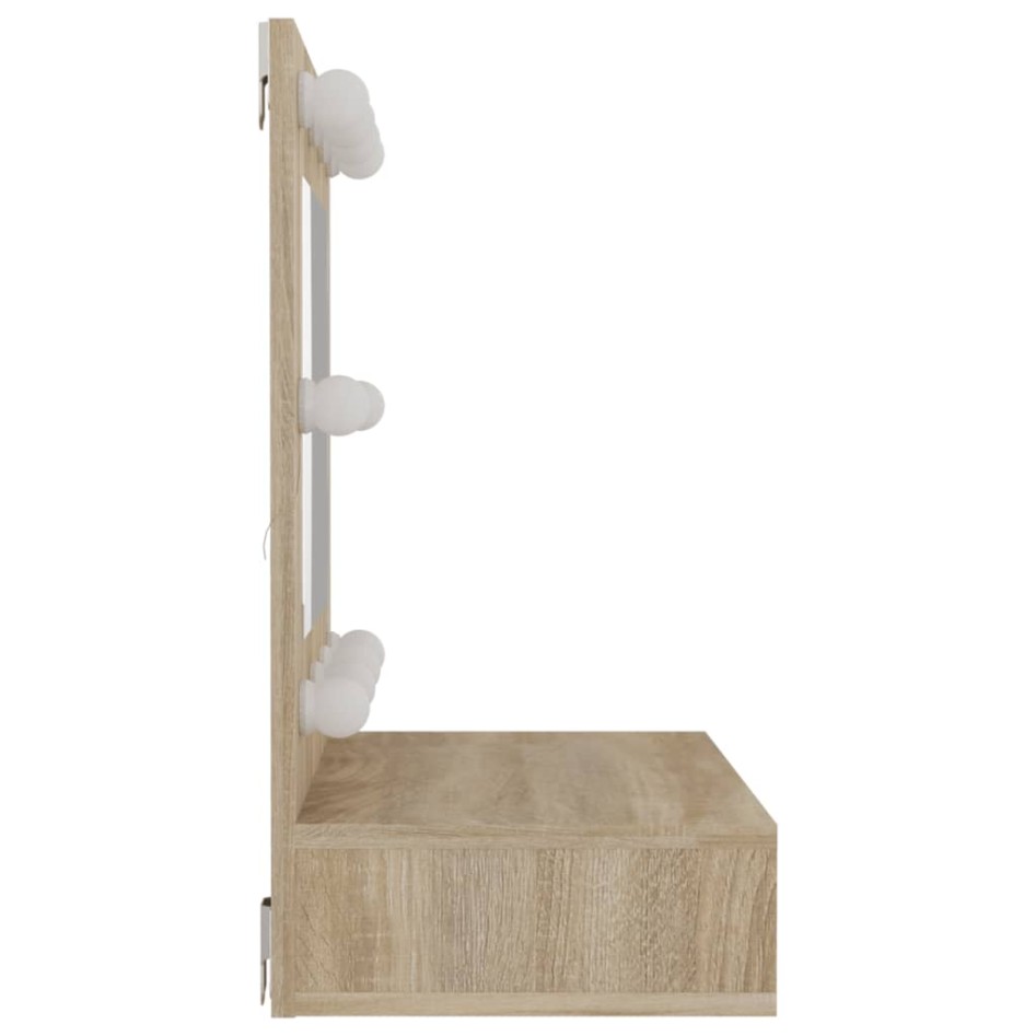 Mueble con espejo y luces LED roble Sonoma 60x31,5x62