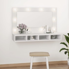 Mueble con espejo y luces LED blanco 90x31,5x62