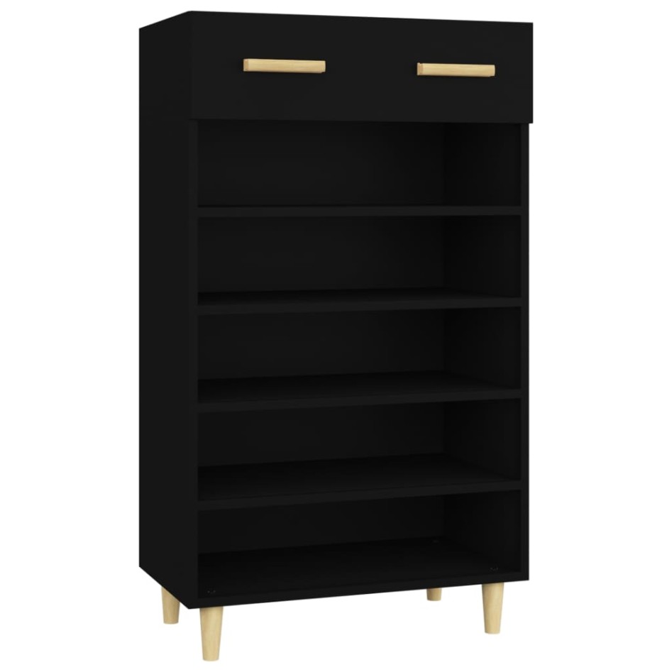 Mueble zapatero de madera contrachapada negro 60x35x105