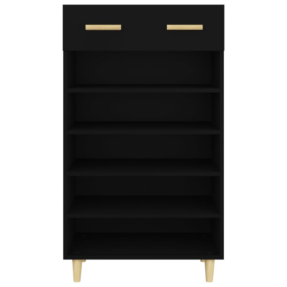 Mueble zapatero de madera contrachapada negro 60x35x105