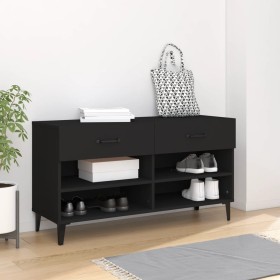 Mueble zapatero de madera contrachapada negro 102x35x55