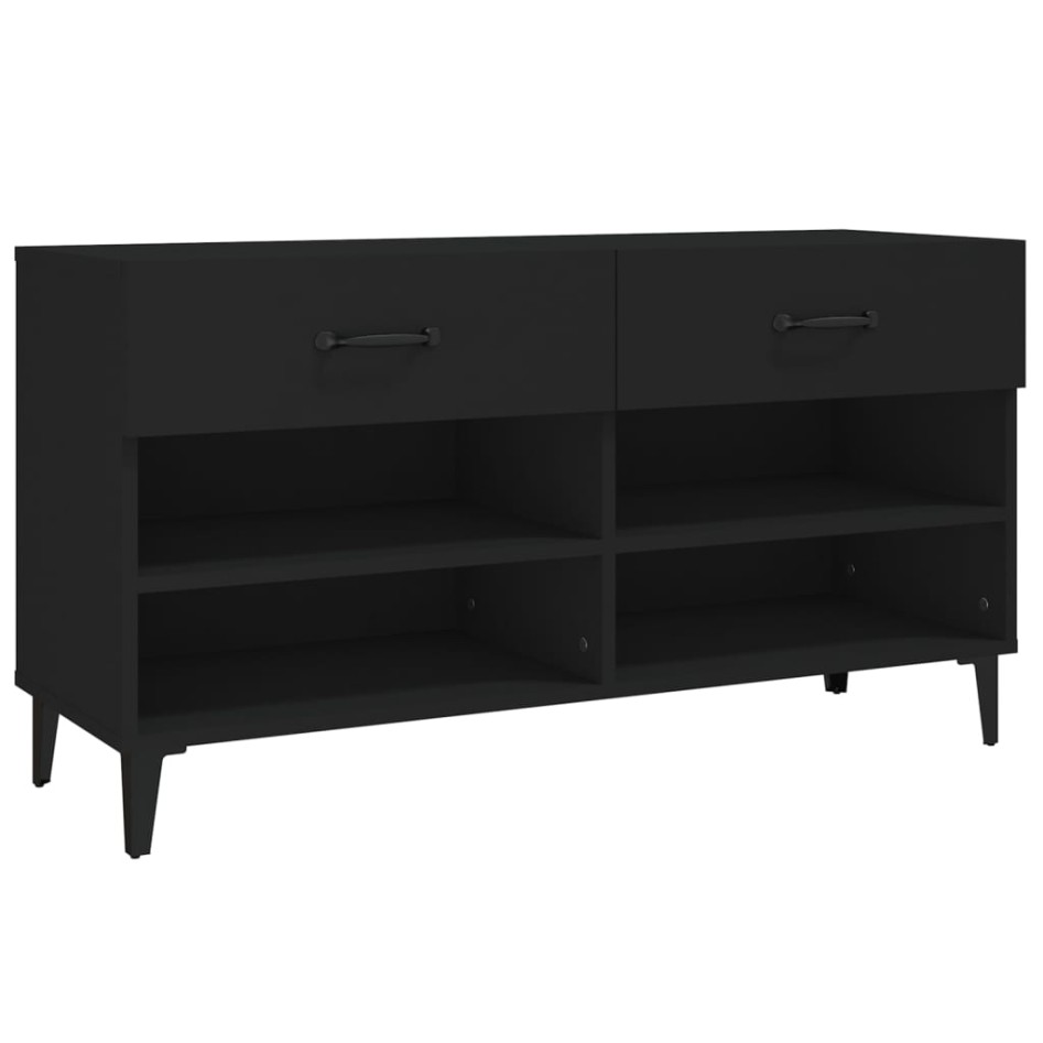 Mueble zapatero de madera contrachapada negro 102x35x55