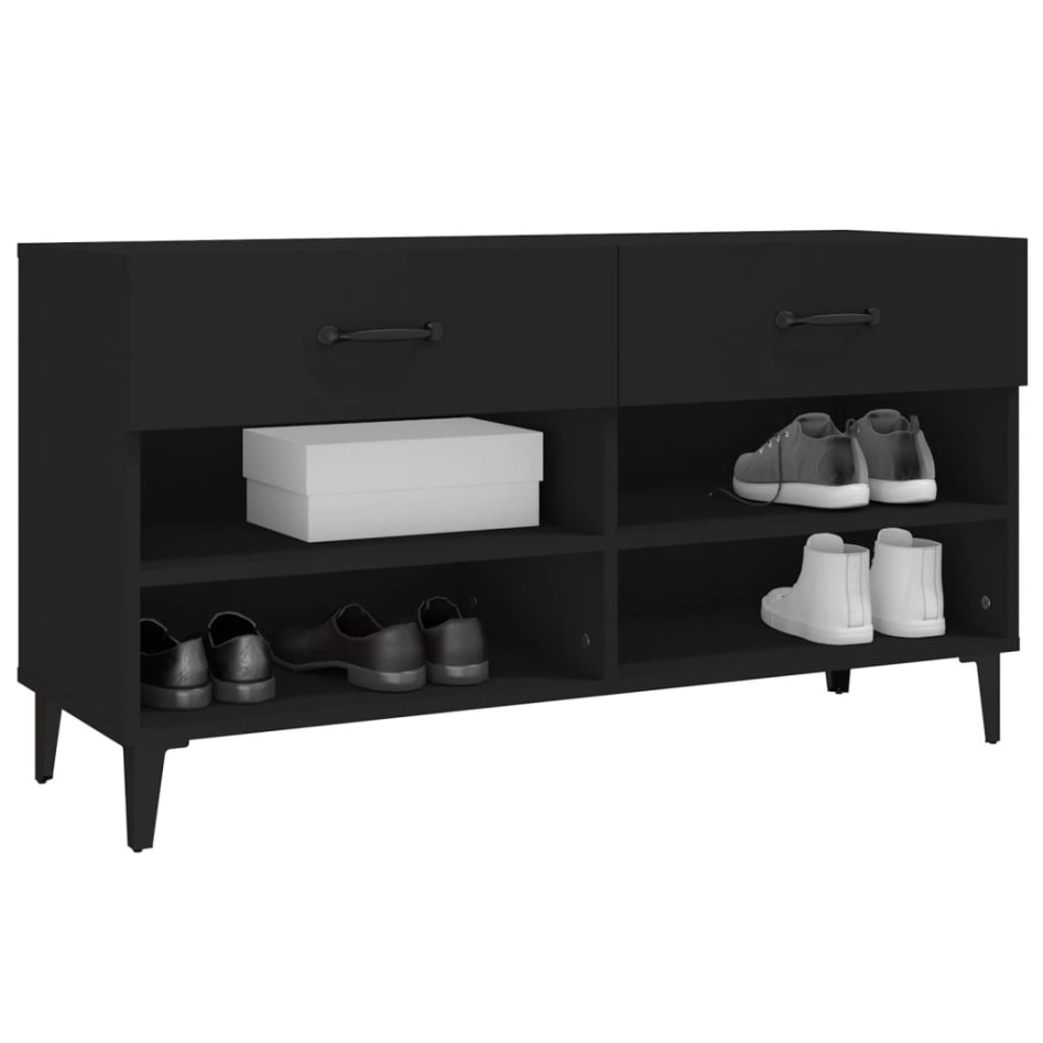 Mueble zapatero de madera contrachapada negro 102x35x55