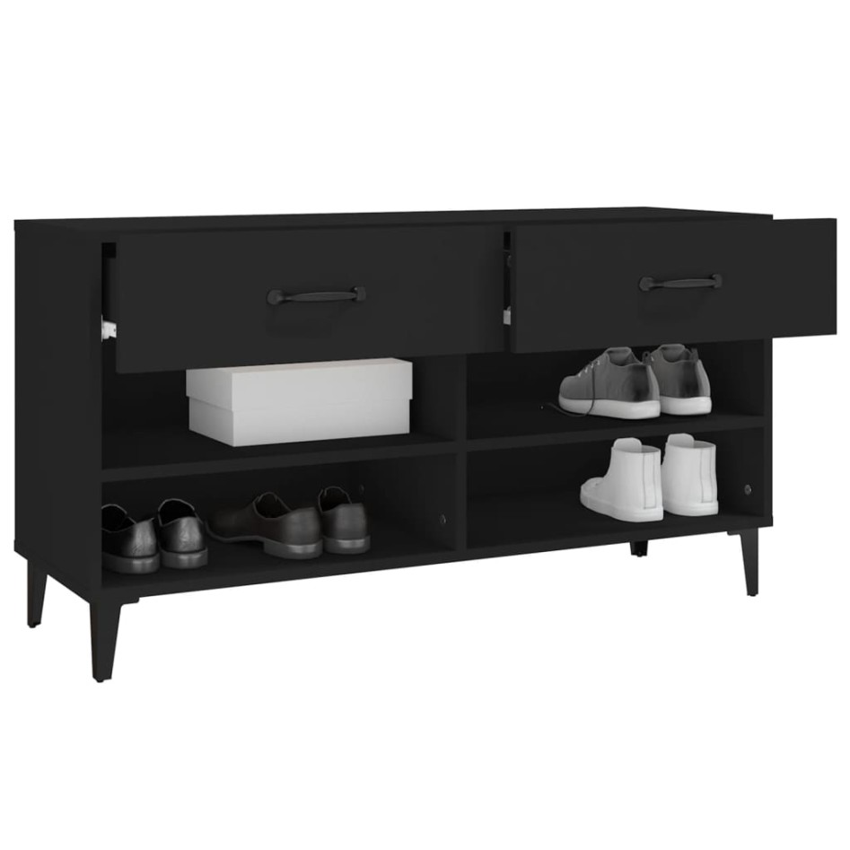 Mueble zapatero de madera contrachapada negro 102x35x55