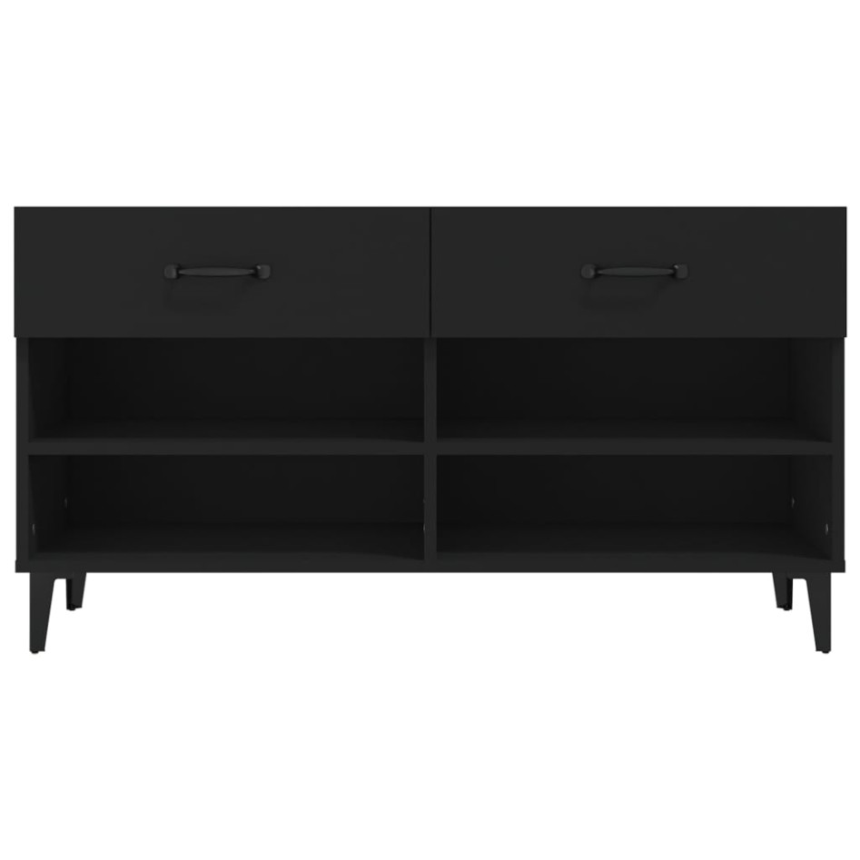 Mueble zapatero de madera contrachapada negro 102x35x55