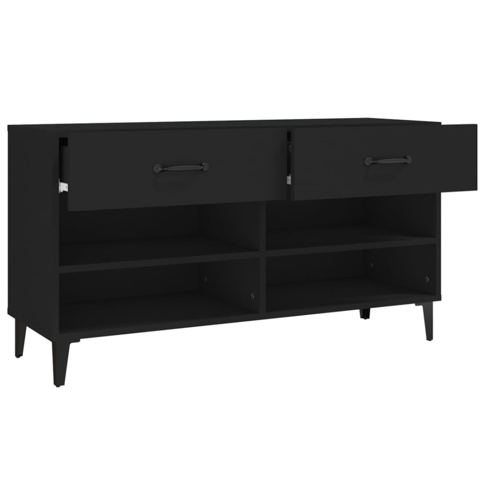 Mueble zapatero de madera contrachapada negro 102x35x55