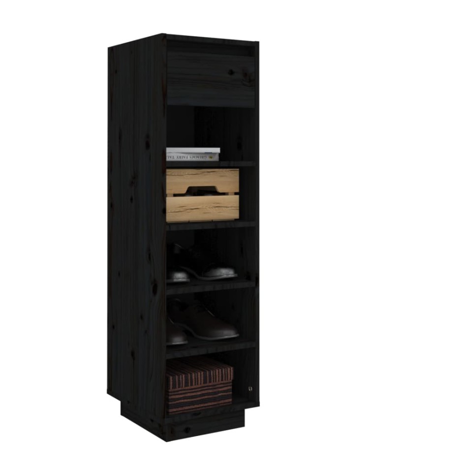 Mueble zapatero de madera maciza de pino negro 30x34x105