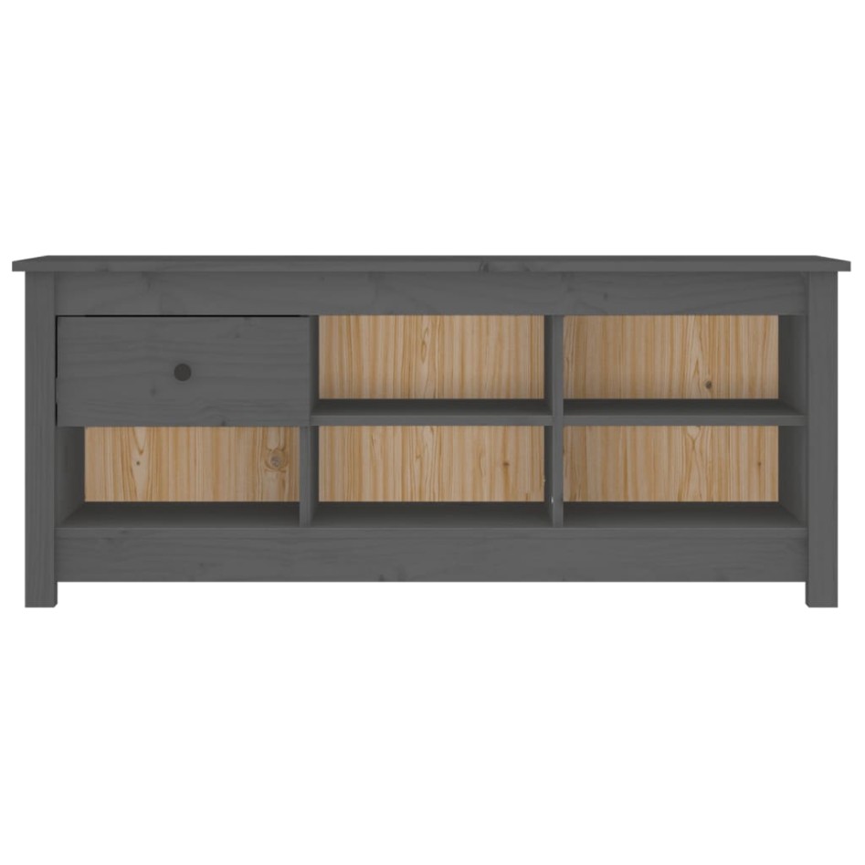 Armario zapatero de madera maciza de pino gris 110x38x45,5