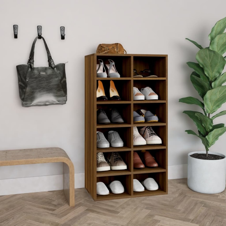 Mueble zapatero madera contrachapada marrón roble