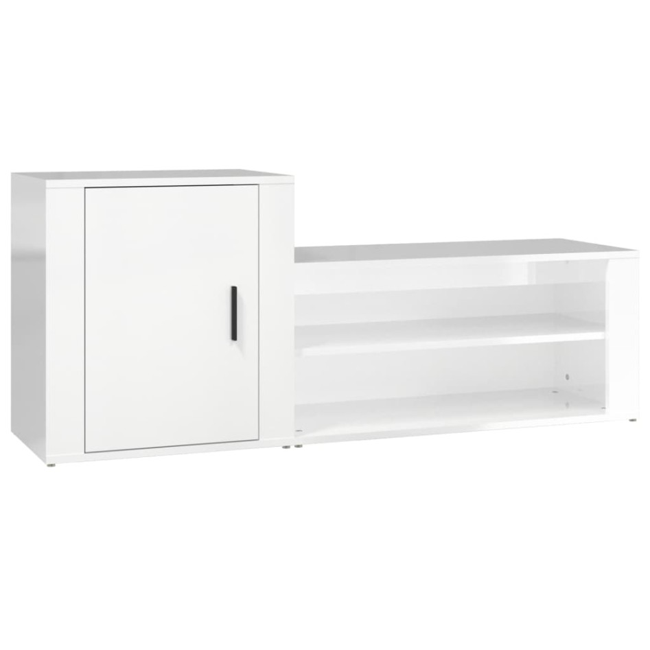 Mueble zapatero madera contrachapada blanco brillo 130x35x54