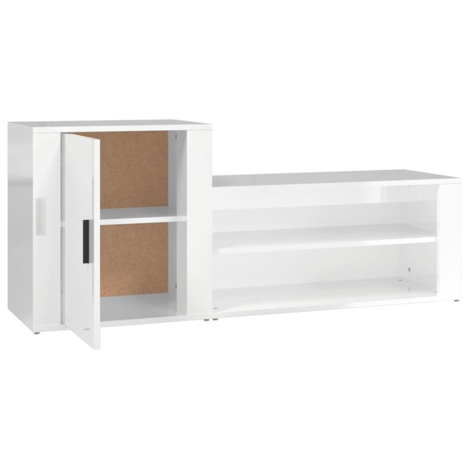 Mueble zapatero madera contrachapada blanco brillo 130x35x54