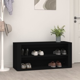 Mueble zapatero de madera contrachapada negro 100x35x45