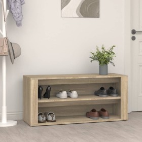 Mueble zapatero madera contrachapada roble Sonoma 100x35x45