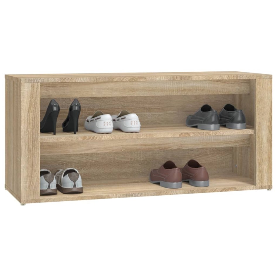 Mueble zapatero madera contrachapada roble Sonoma 100x35x45