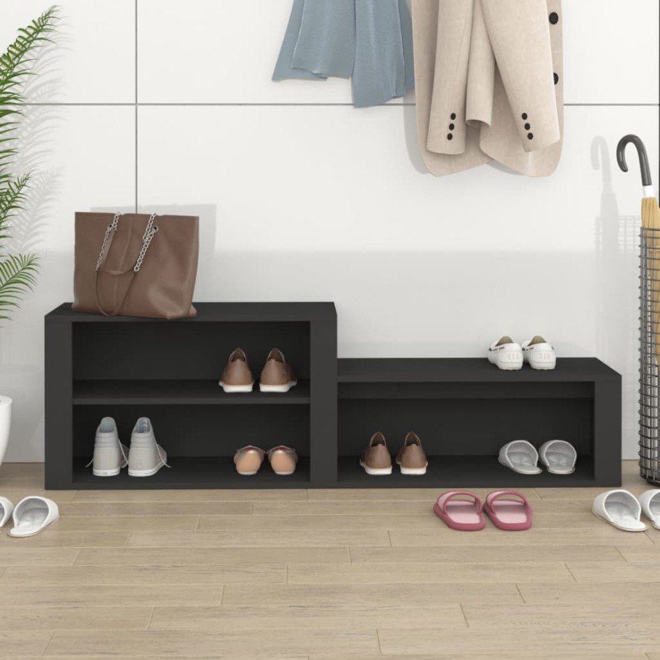 Mueble zapatero madera contrachapada negro 150x35x45