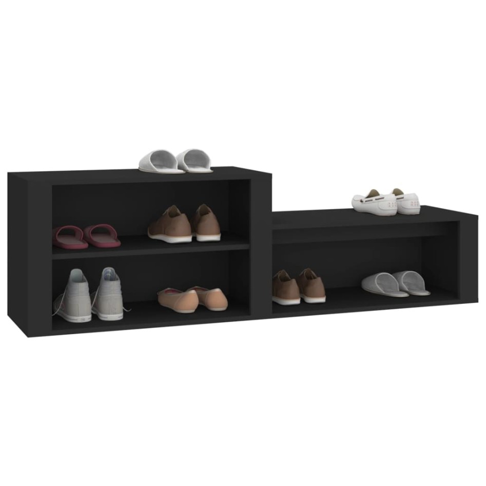 Mueble zapatero madera contrachapada negro 150x35x45