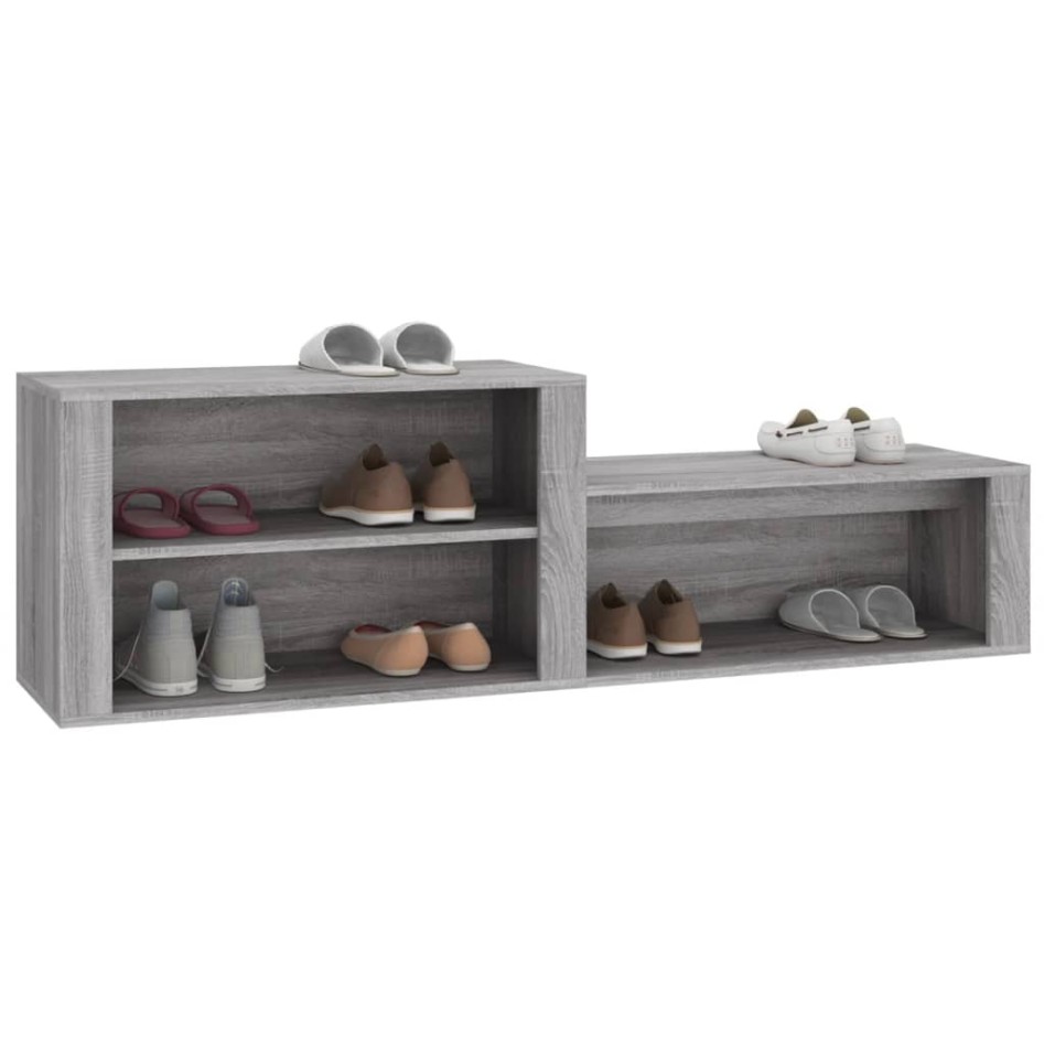Mueble zapatero madera contrachapada gris Sonoma 150x35x45