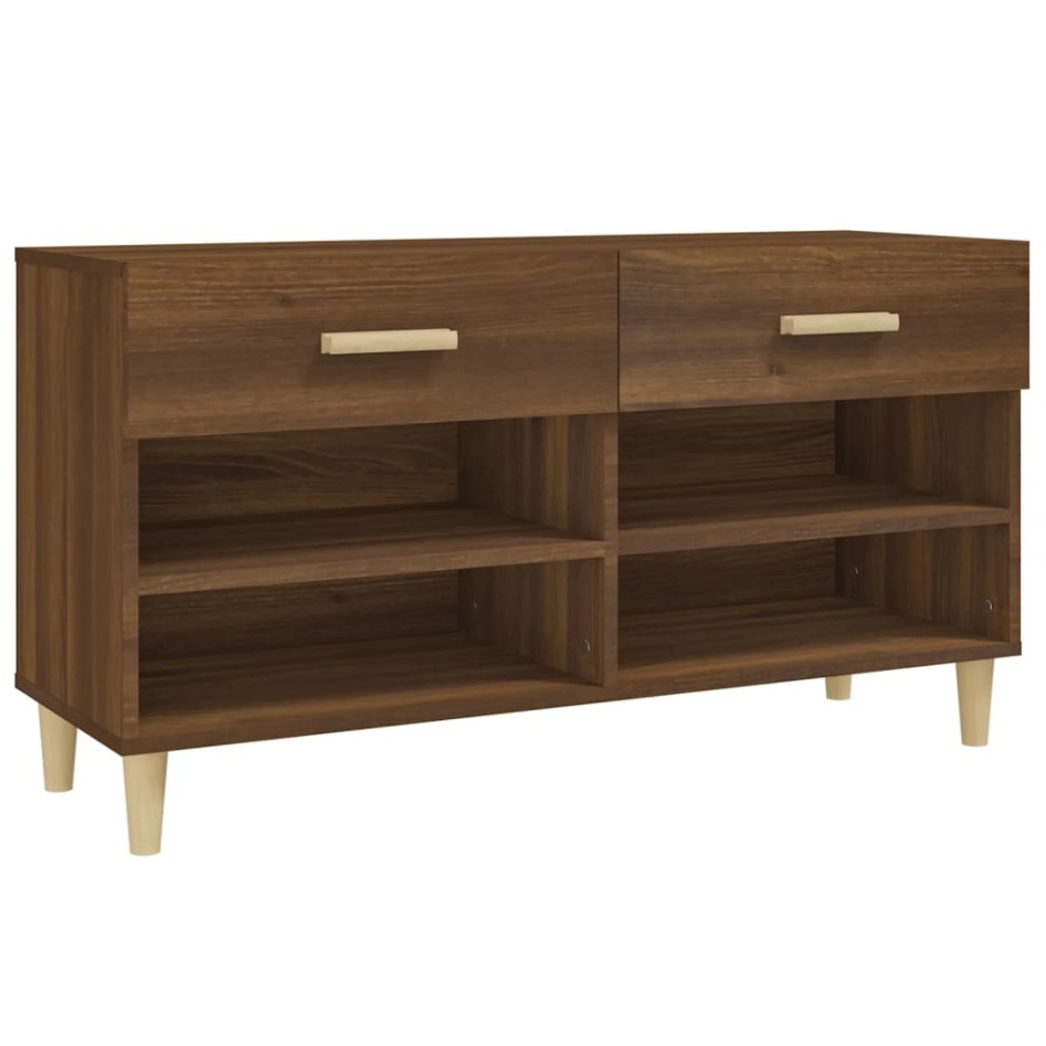 Mueble zapatero madera contrachapada marrón roble 102x35x55
