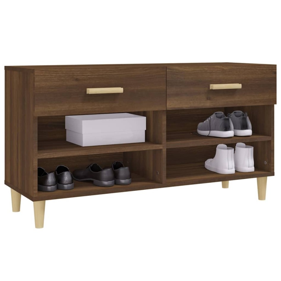 Mueble zapatero madera contrachapada marrón roble 102x35x55