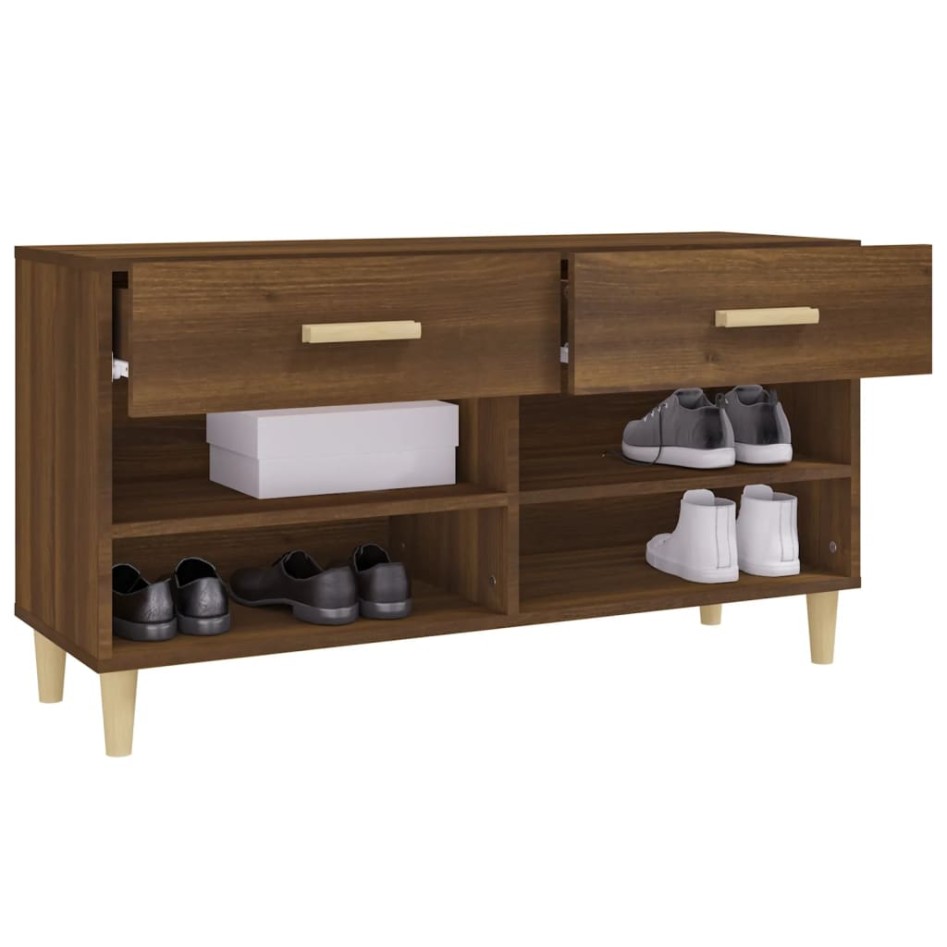 Mueble zapatero madera contrachapada marrón roble 102x35x55