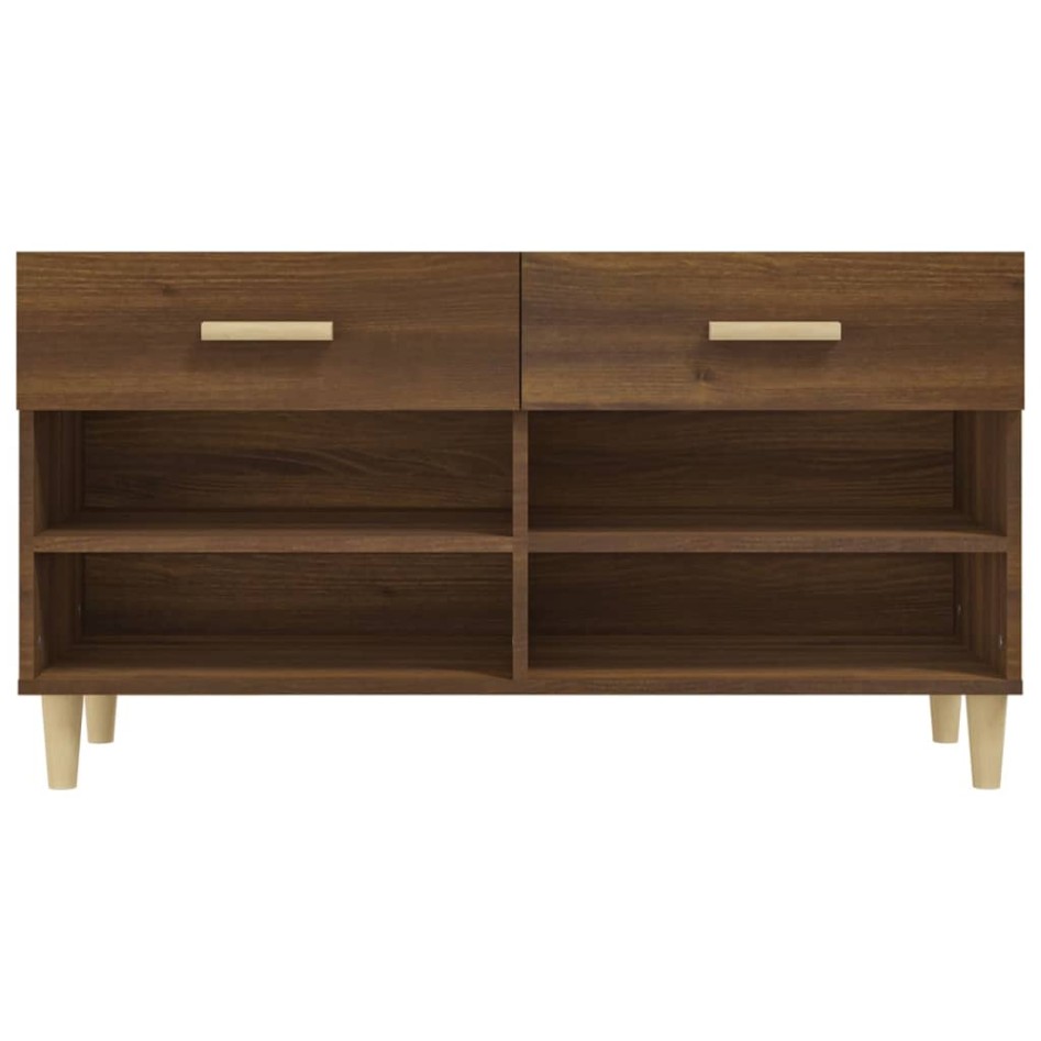 Mueble zapatero madera contrachapada marrón roble 102x35x55