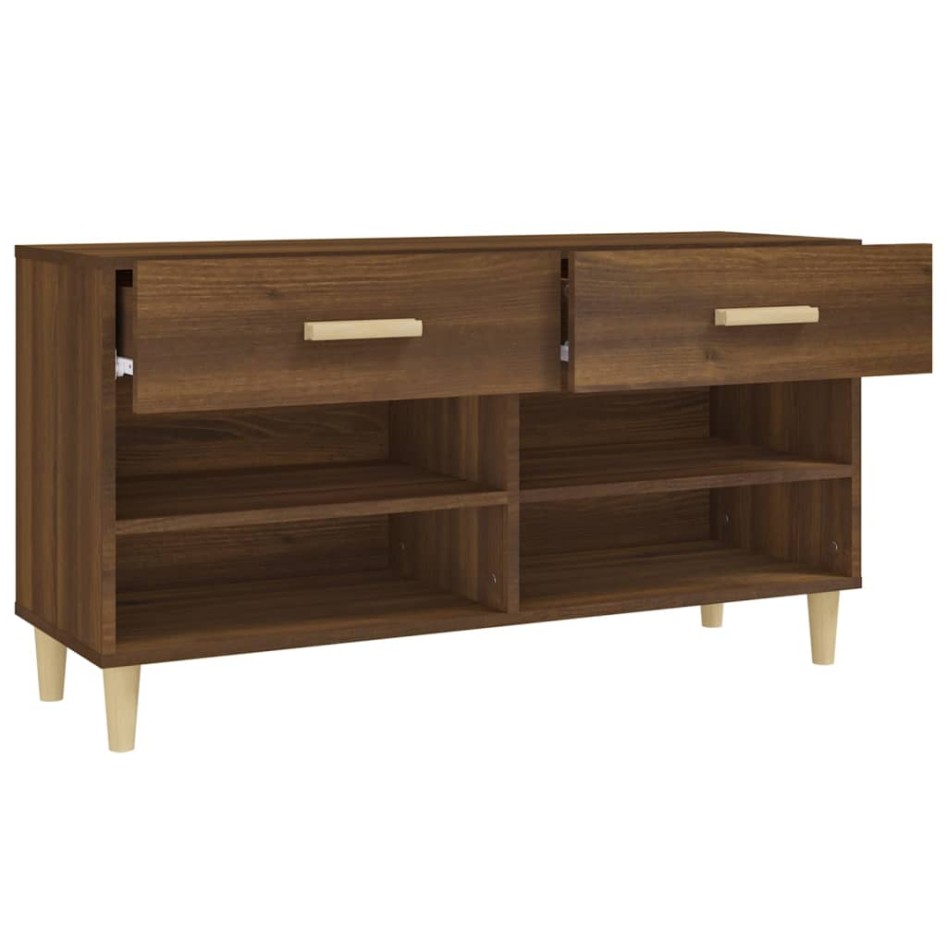 Mueble zapatero madera contrachapada marrón roble 102x35x55