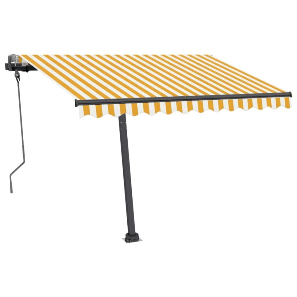 Toldo manual retráctil con LED amarillo y blanco 300x250