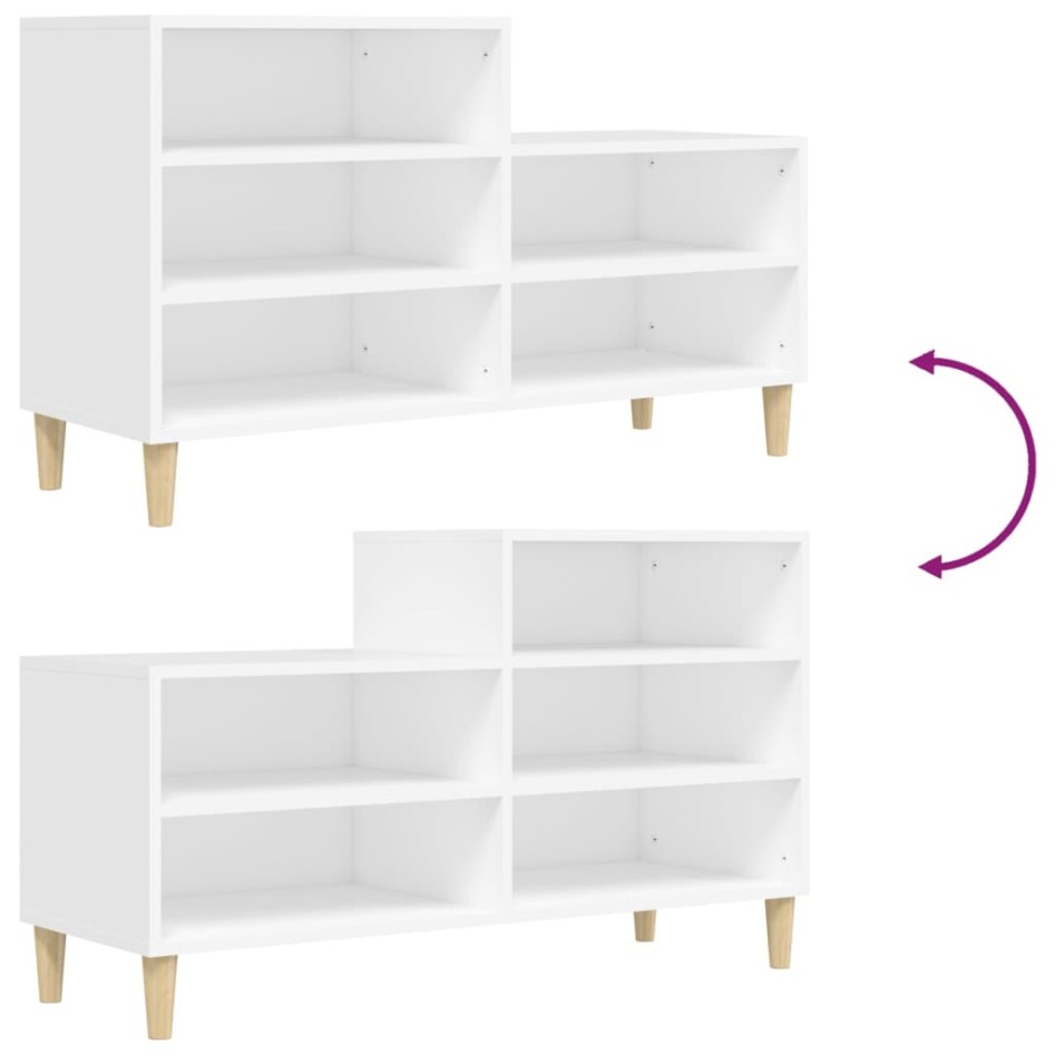 Mueble zapatero madera contrachapada blanco 102x36x60