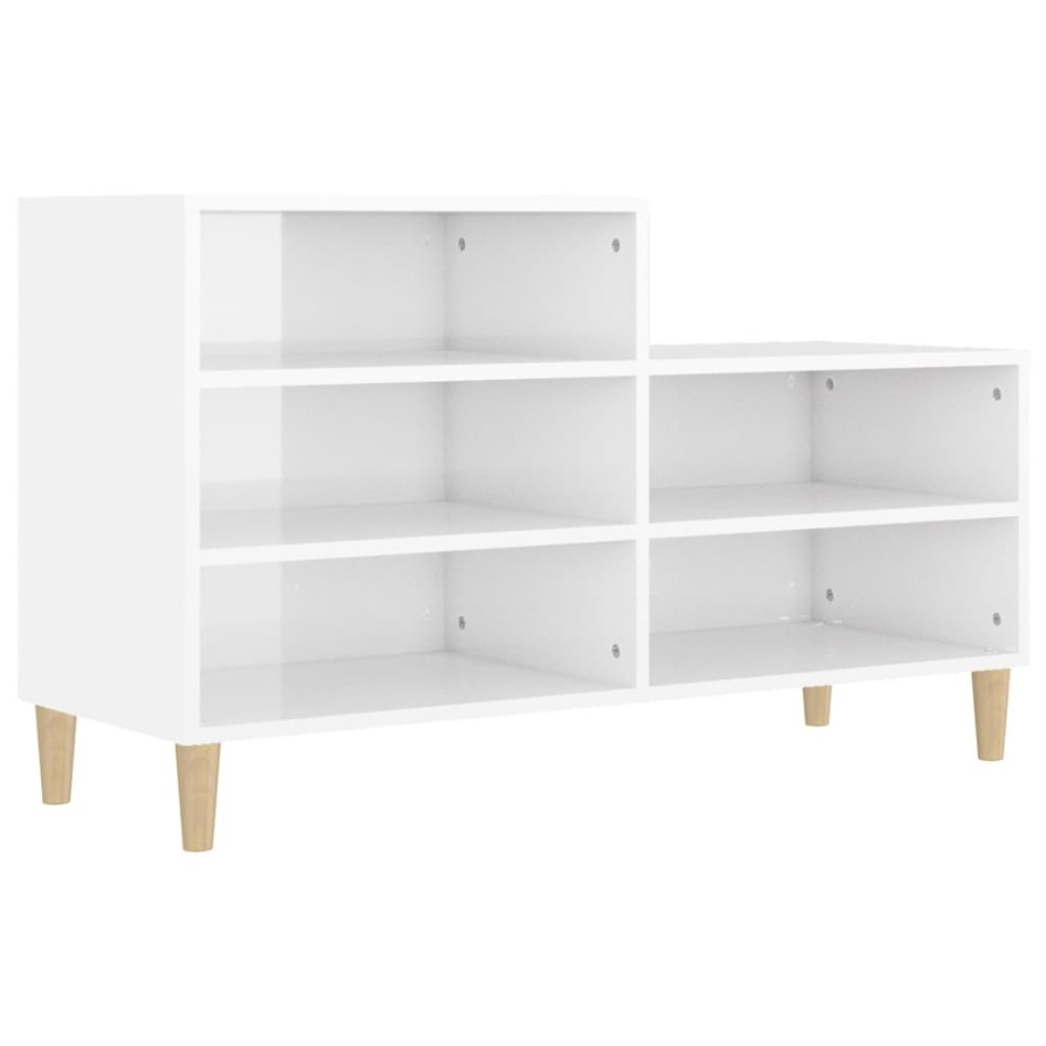 Mueble zapatero madera contrachapada blanco brillo 102x36x60