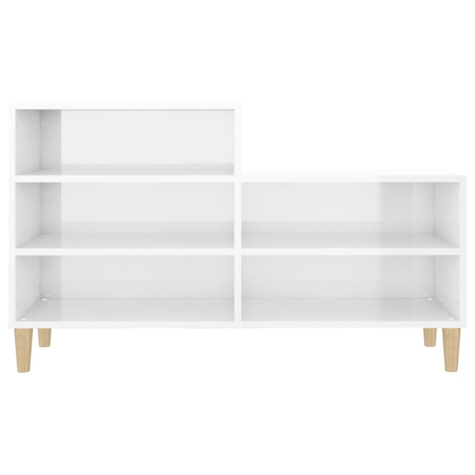 Mueble zapatero madera contrachapada blanco brillo 102x36x60