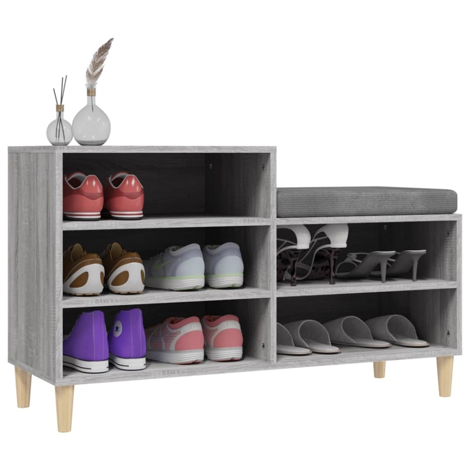 Mueble zapatero madera contrachapada gris Sonoma 102x36x60