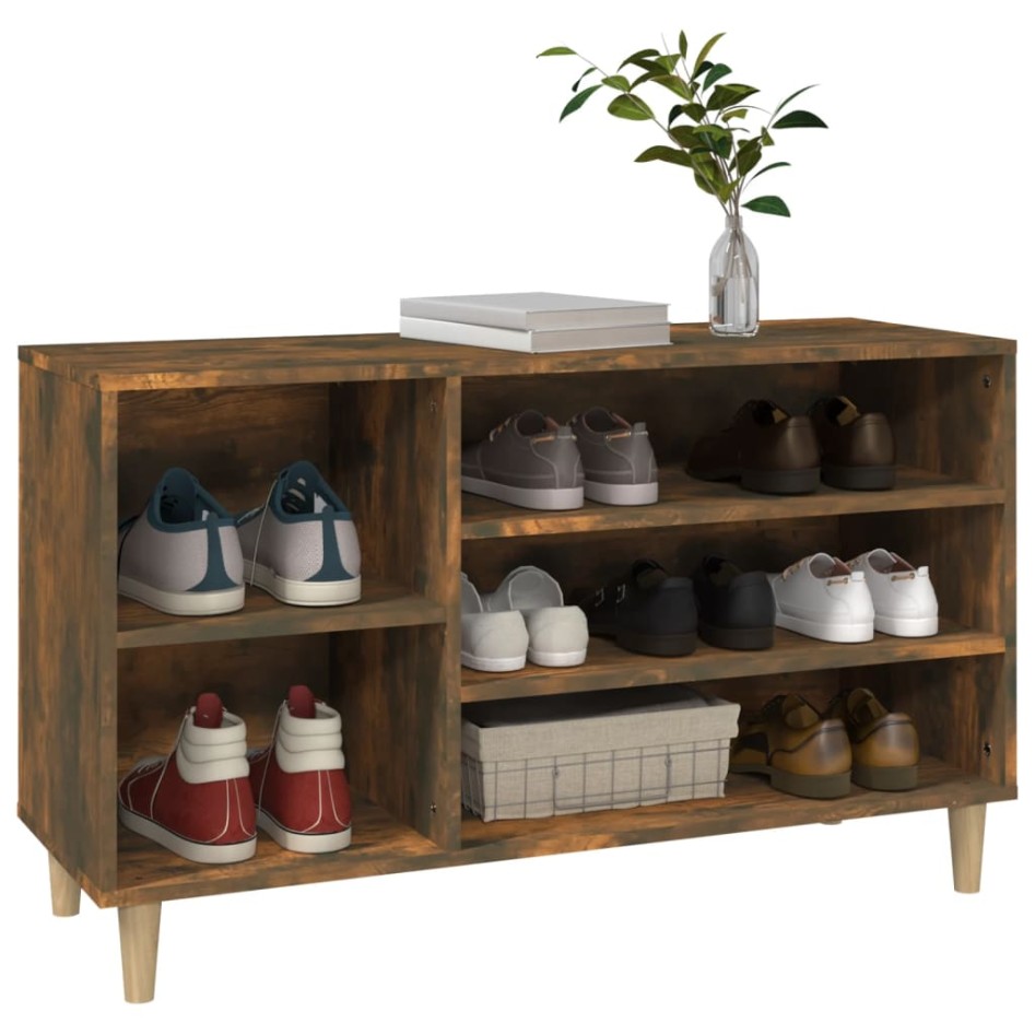 Mueble zapatero madera contrachapada roble ahumado 102x36x60