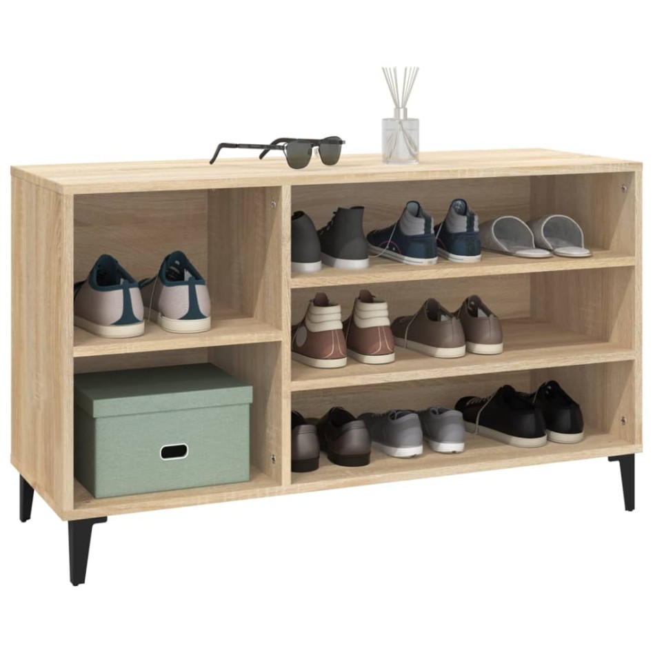 Mueble zapatero madera contrachapada roble Sonoma 102x36x60