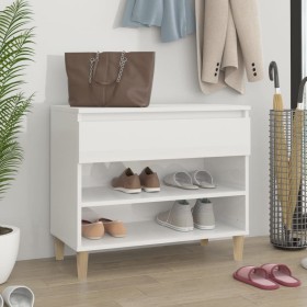 Mueble zapatero madera contrachapada blanco brillo 70x36x60