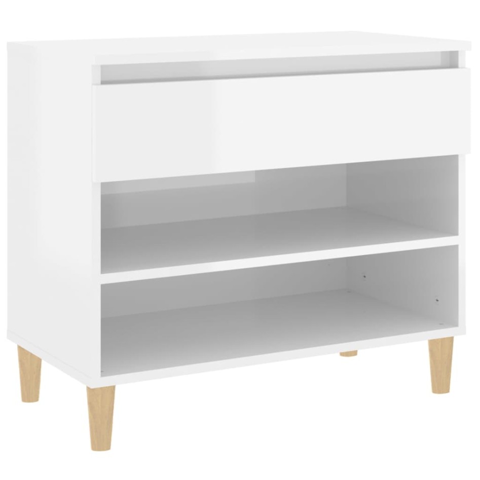 Mueble zapatero madera contrachapada blanco brillo 70x36x60