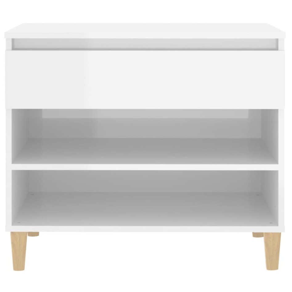 Mueble zapatero madera contrachapada blanco brillo 70x36x60