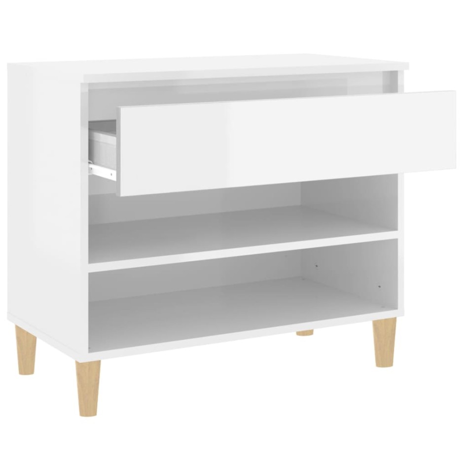 Mueble zapatero madera contrachapada blanco brillo 70x36x60