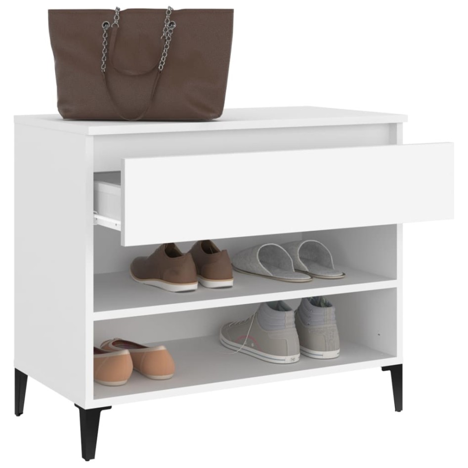 Mueble zapatero madera contrachapada blanco 70x36x60