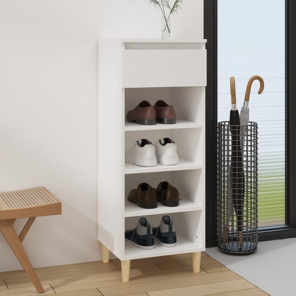 Mueble zapatero madera contrachapada blanco 40x36x105