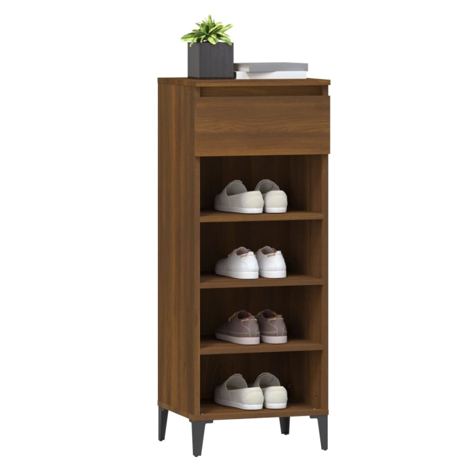 Mueble zapatero madera contrachapada marrón roble 40x36x105