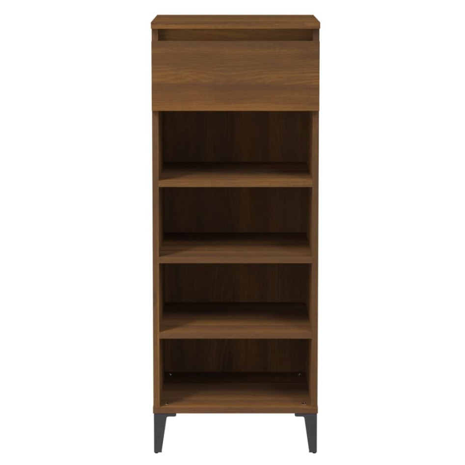 Mueble zapatero madera contrachapada marrón roble 40x36x105