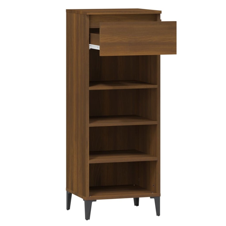 Mueble zapatero madera contrachapada marrón roble 40x36x105