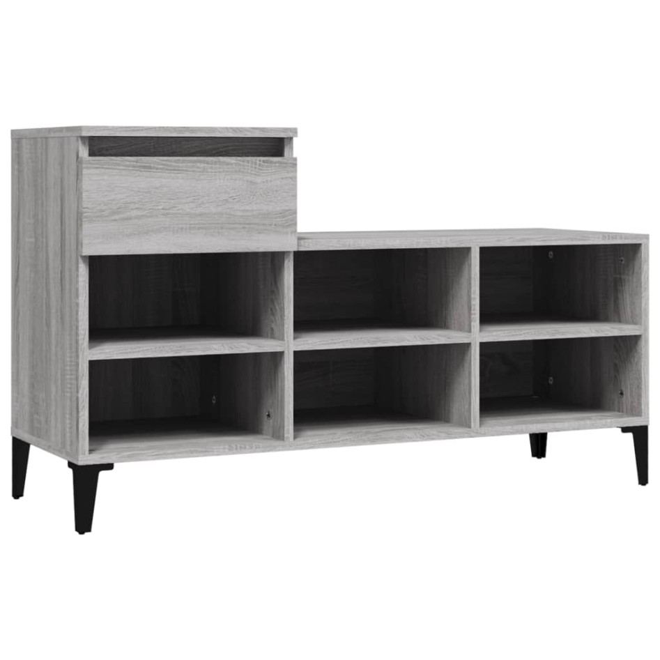 Mueble zapatero madera contrachapada gris Sonoma 102x36x60