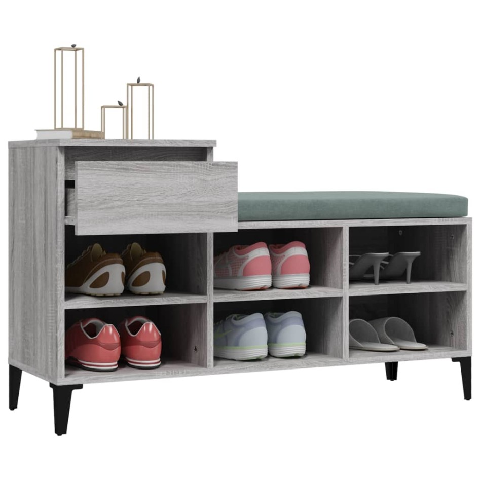 Mueble zapatero madera contrachapada gris Sonoma 102x36x60